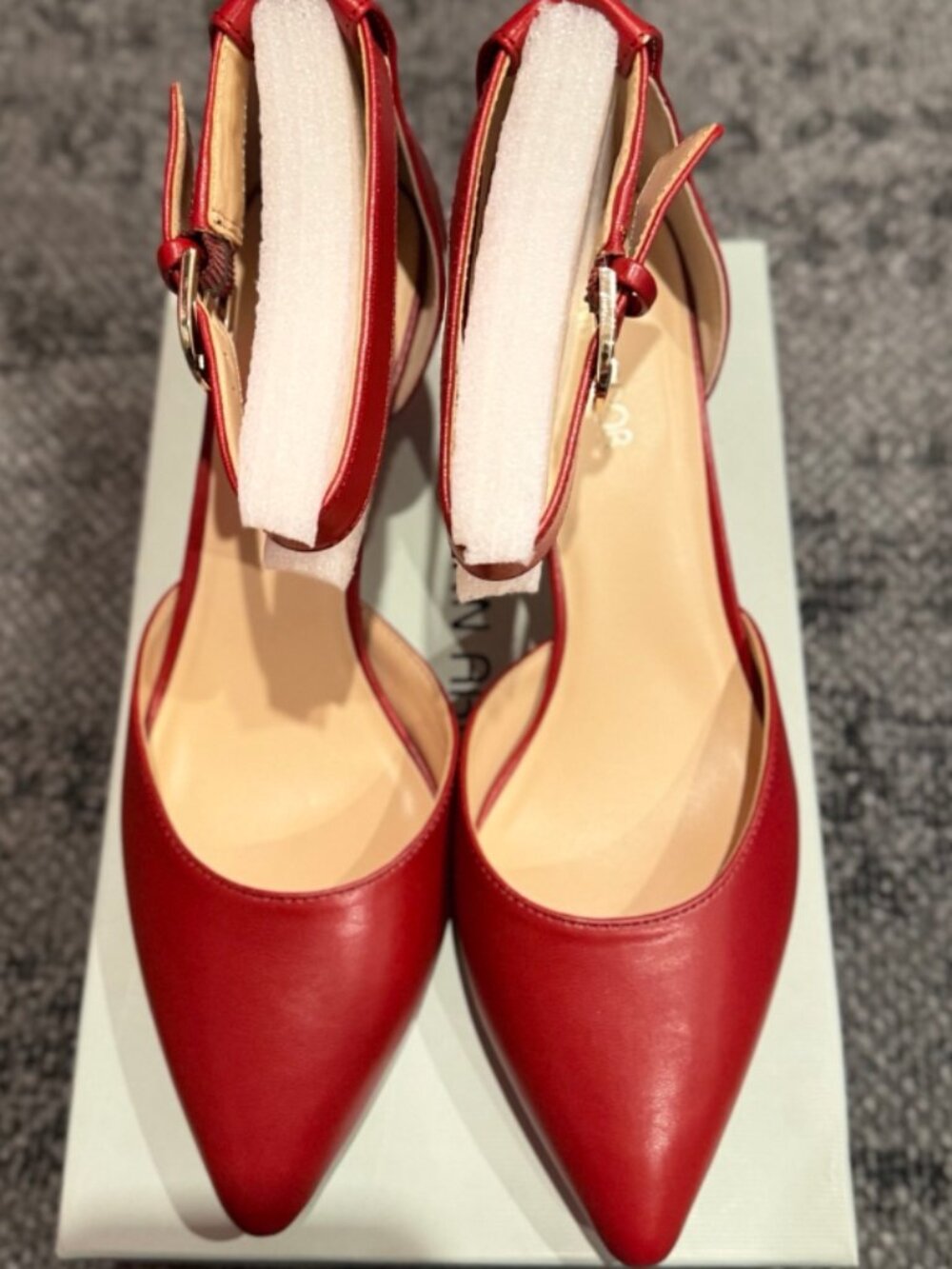 Red kitten heels (Jean Ardor, new in box):